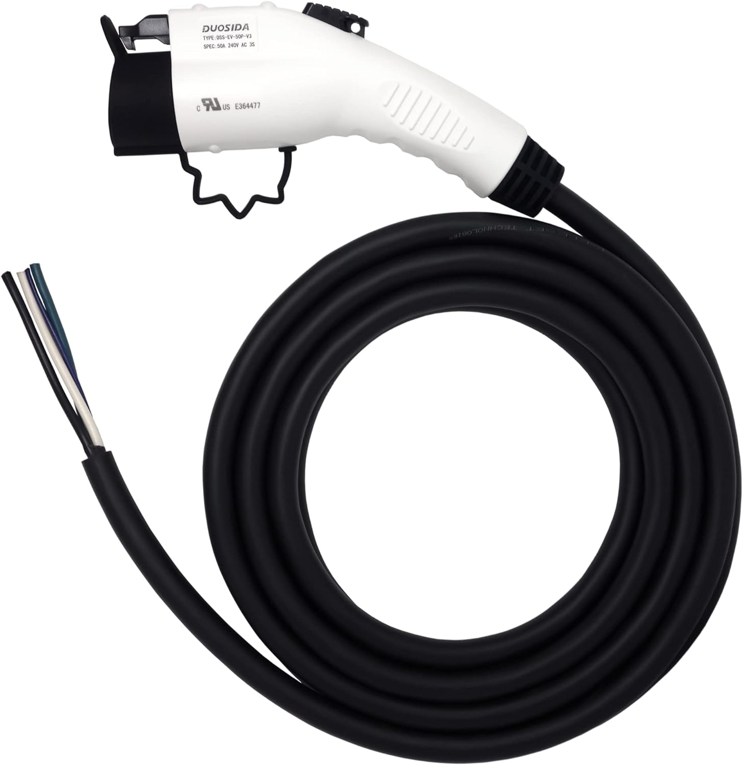 Inteset 25' 48A EV Charger J-1772 Plug Replacement Cable, Charger