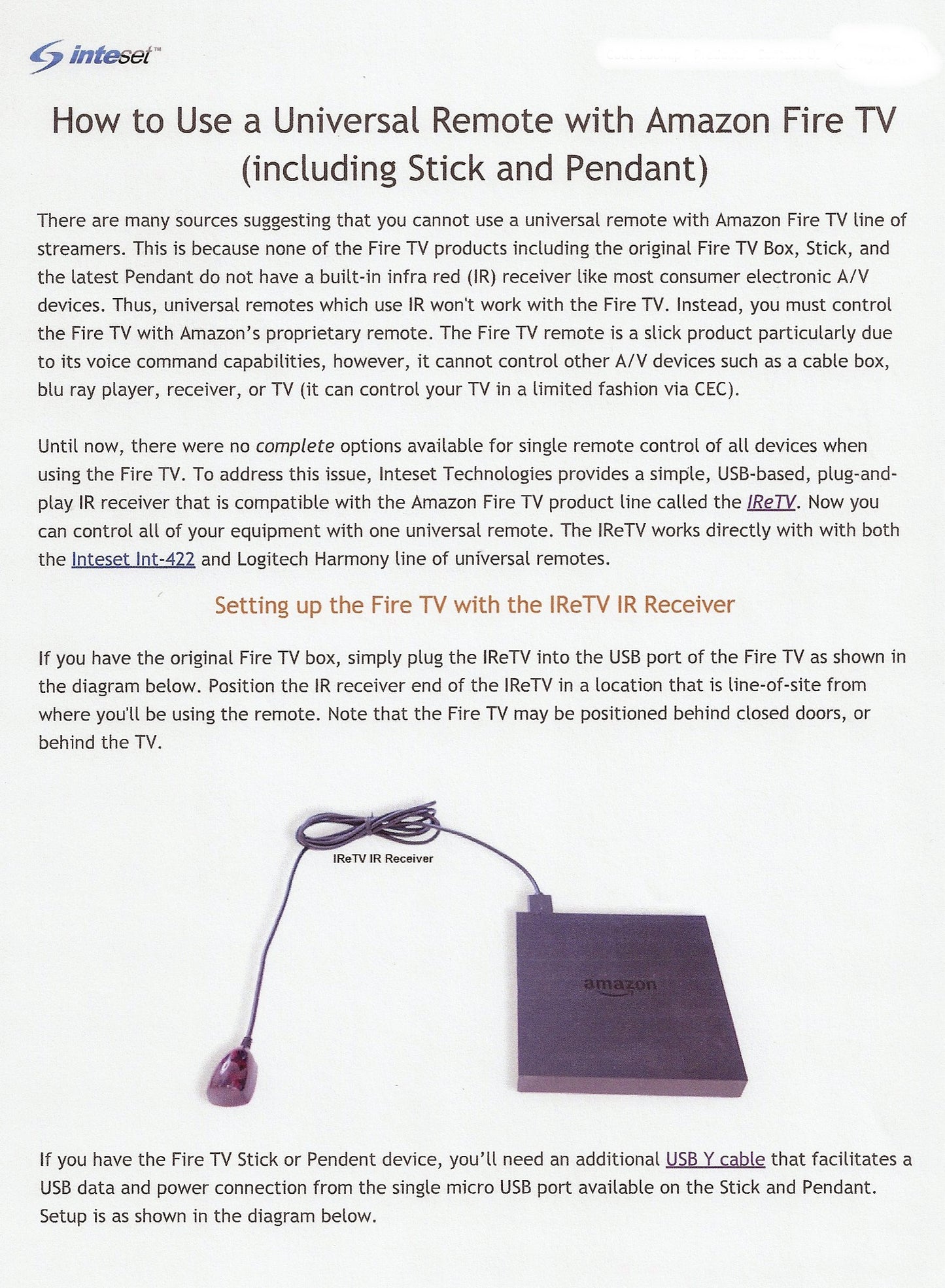 Inteset - IReTV USB IR Receiver