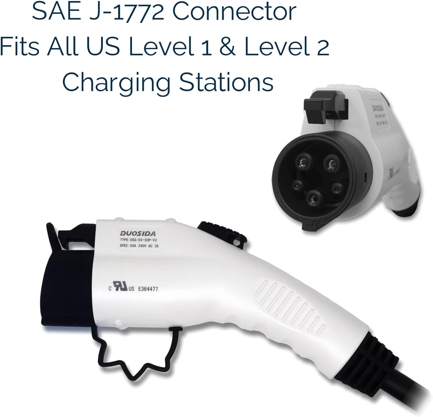 Inteset 25' 40A EV Charger J-1772 Plug Replacement Cable, Charger End Bare Wire for Easy Replacement of Original Cable on Chargers up to 40 Amps, Made in the USA.