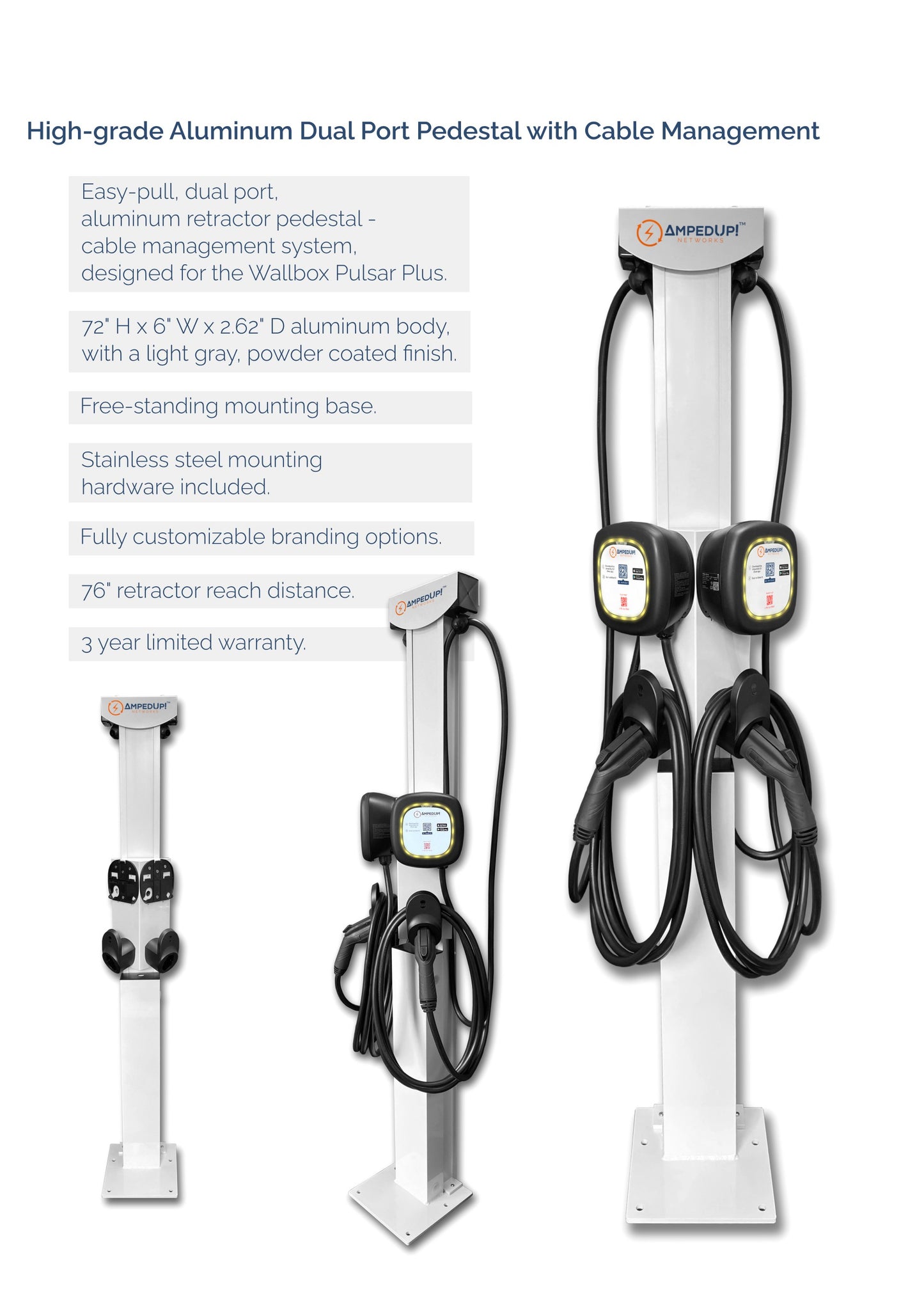 EV Charger Dual, With Retractable Cable Management System